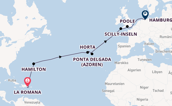 Portugal ab La Romana, Dominikanische Republik auf der MS Hamburg