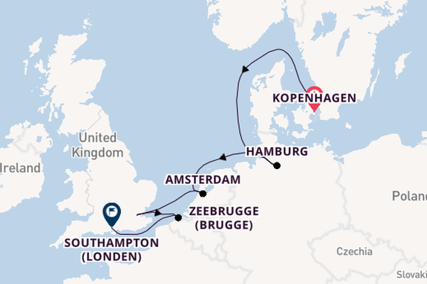 Engeland vanaf Kopenhagen, Denemarken met de Norwegian Sky