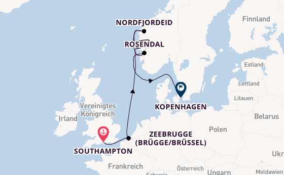 Norwegen ab Southampton, Großbritannien auf der EXPLORA IV