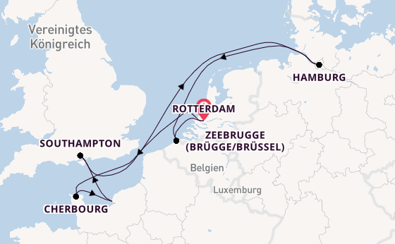 England ab Rotterdam, Niederlande auf der MSC Preziosa