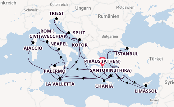 Mittelmeer ab Piräus (Athen), Griechenland auf der Enchanted Princess