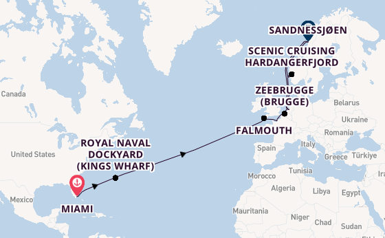 trans-Atlantisch vanaf Miami, Verenigde Staten met de Zuiderdam