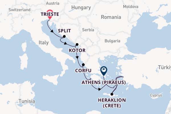 Eastern Mediterranean from Trieste, Italy with the Enchanted Princess