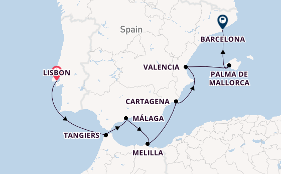 Mediterranean Sea from Lisbon, Portugal with the Seven Seas Voyager