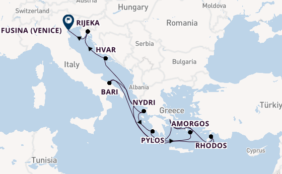 Oostelijke Middellandse Zee vanaf Athene (Piraeus), Griekenland met de EXPLORA II