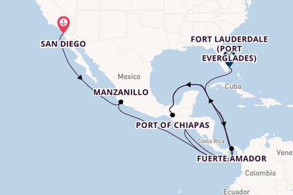 Central America from San Diego, California with the Volendam