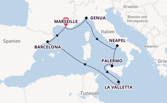 Westliches Mittelmeer ab Marseille, Frankreich auf der MSC Seaview