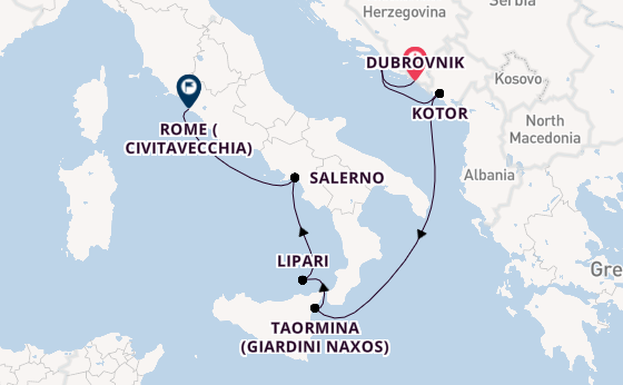 Mediterranean Sea from Dubrovnik, Croatia with the Seabourn Ovation 
