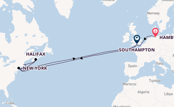 Transatlantic from Hamburg, Germany with the Queen Mary 2