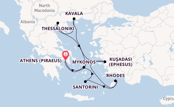 Eastern Mediterranean from Athens (Piraeus), Greece with the Celebrity Infinity