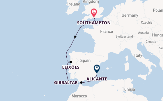 Western Mediterranean from Southampton, England with the Balmoral