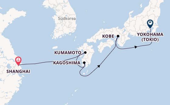 Japan ab Shanghai, China auf der Spectrum of the Seas