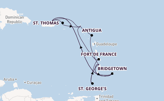 Caribbean vanaf San Juan, Puerto Rico met de Crown Princess