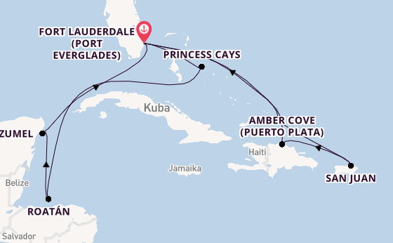 Karibik ab Fort Lauderdale (Port Everglades), USA auf der Sun Princess