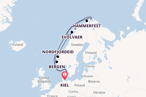 Noorwegen vanaf Kiel, Duitsland met de VASCO DA GAMA