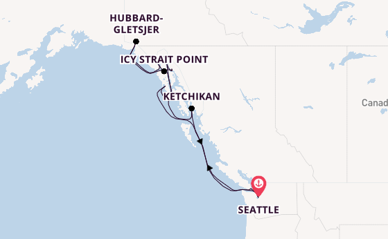 Alaska vanaf Seattle, Verenigde Staten met de Queen Elizabeth