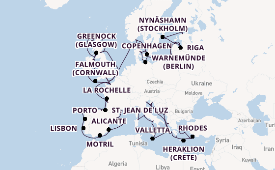 Mediterranean Sea from Helsinki, Finland with the Insignia