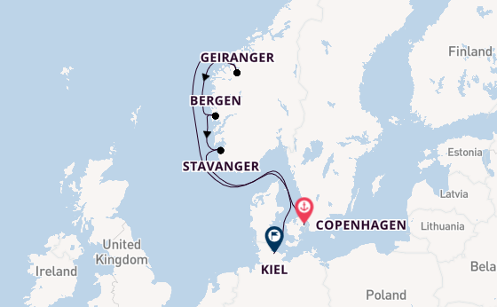 Norway from Copenhagen, Denmark with the Costa Diadema