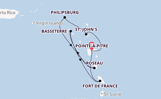 Südliche Karibik ab Pointe-à-Pitre, Guadeloupe auf der MSC Meraviglia