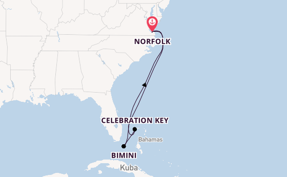 USA Ostküste ab Norfolk, USA auf der Carnival Sunshine