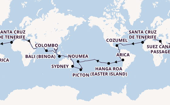 World Cruise from Genoa, Italy with the MSC Magnifica