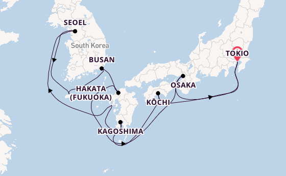 Oost-Azië vanaf Tokio, Japan met de Noordam