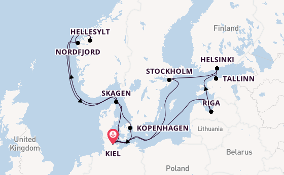 Noorwegen vanaf Kiel, Duitsland met de Mein Schiff 1