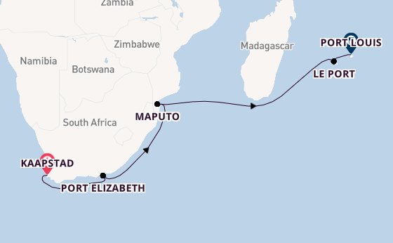 Zuidelijk Afrika vanaf Kaapstad, Zuid-Afrika met AIDAblu
