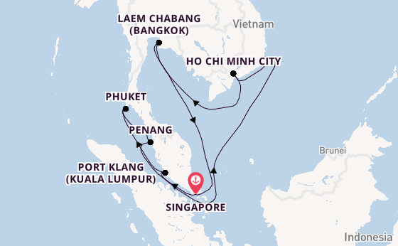 South East Asia from Singapore, Singapore with the Diamond Princess