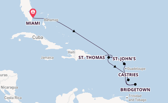 Caribbean vanaf Miami, Verenigde Staten met de Seven Seas Prestige