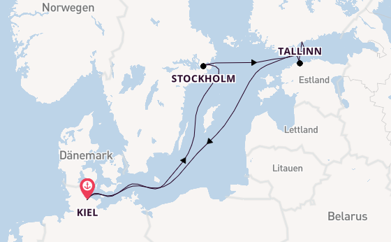 Ostsee ab Kiel, Deutschland auf der Mein Schiff 2