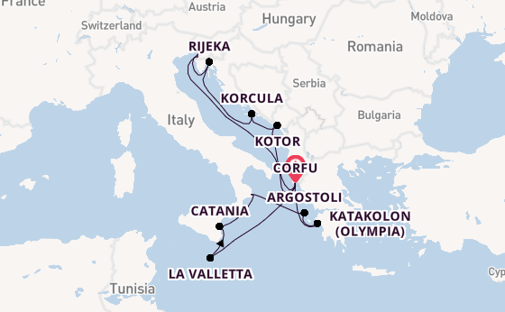 Middellandse Zee vanaf Corfu, Griekenland met AIDAblu