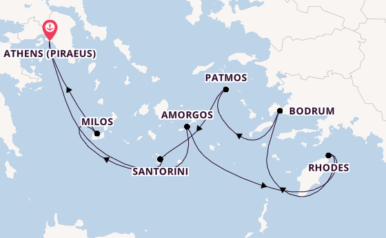 Eastern Mediterranean from Athens (Piraeus), Greece with the Ilma