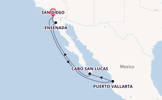 Mexicaanse Riviera vanaf San Diego, Verenigde Staten met de Disney Wonder