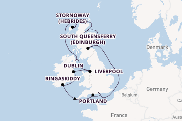 British Isles from Southampton, England with the Norwegian Sky