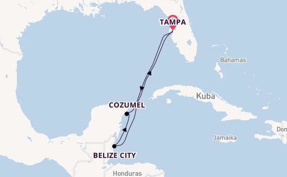 Westliche Karibik ab Tampa, Florida, USA auf der Carnival Spirit