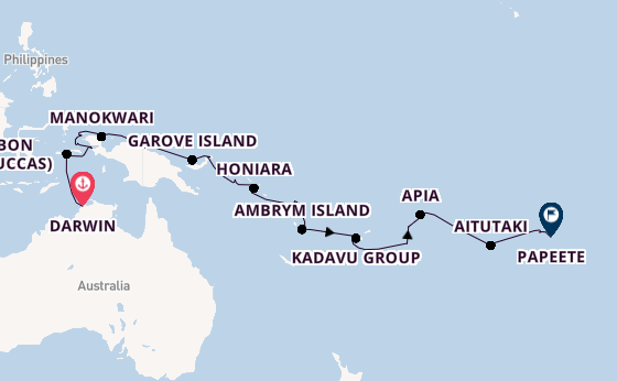 Polynesia from Darwin, Australia with the Seabourn Pursuit