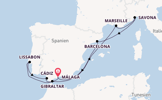 Westliches Mittelmeer ab Málaga, Spanien auf der Costa Fascinosa