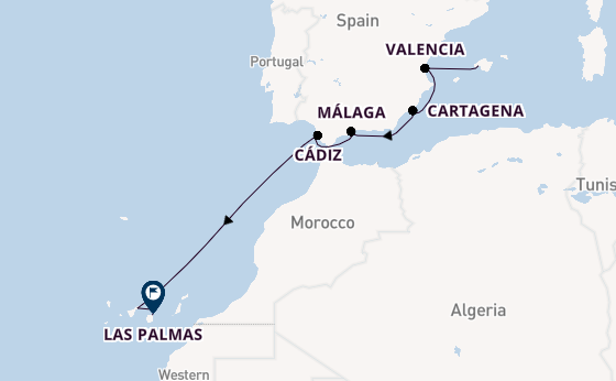 Westelijke Middellandse Zee vanaf Palma de Mallorca, Mallorca, Spanje met AIDAstella