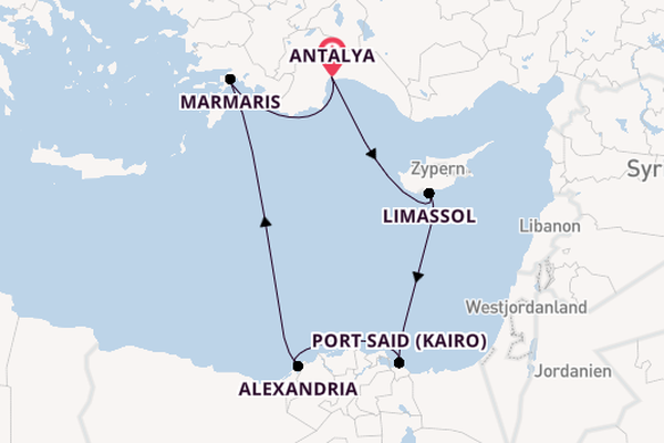 Östliches Mittelmeer ab Antalya, Türkei auf AIDAstella