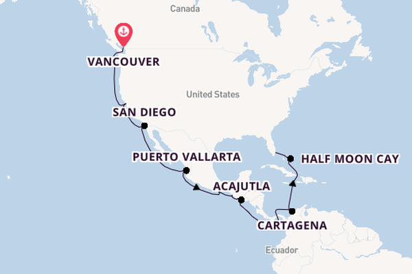 Amerikaanse Westkust vanaf Vancouver, Canada met de Nieuw Amsterdam