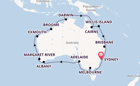 Australia from Sydney, Australia with the Crown Princess