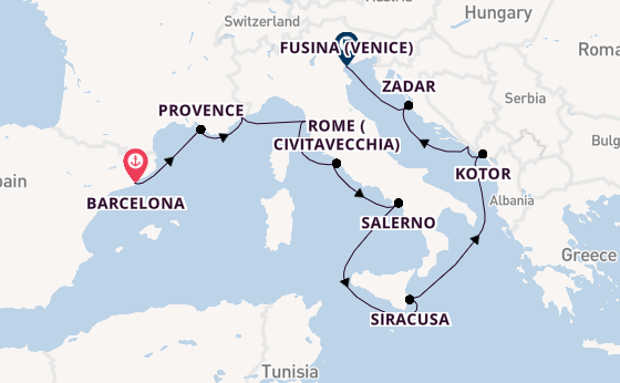 Mediterranean Sea from Barcelona, Spain with the Azamara Onward