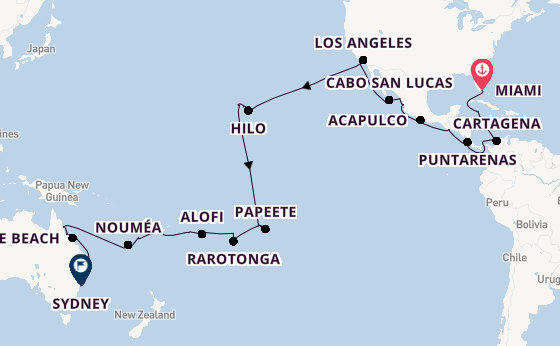 Transpacific from Miami, Florida, USA with the Vista