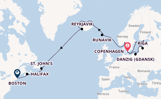Transatlantic from Copenhagen, Denmark with the Caribbean Princess