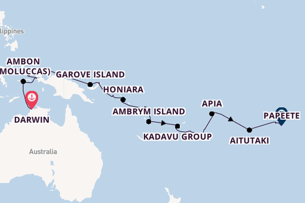 Polynesia from Darwin, Australia with the Seabourn Pursuit