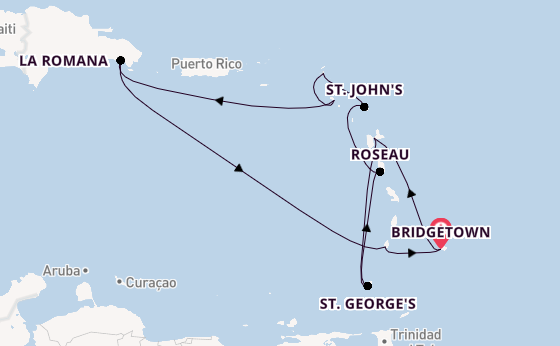 Zuidelijke Caraïben vanaf Bridgetown, Barbados met de Mein Schiff 4