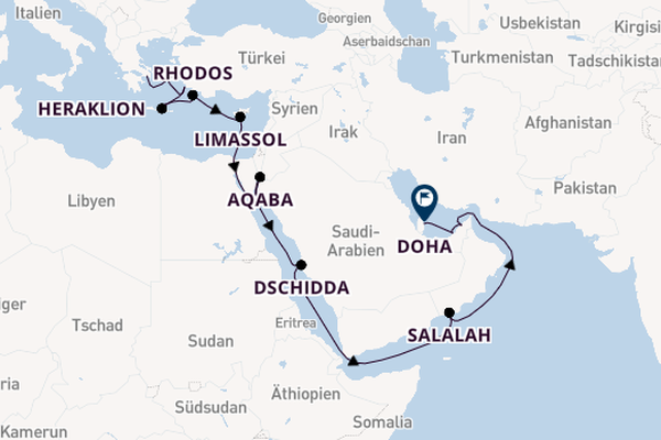 Östliches Mittelmeer ab Piräus (Athen), Griechenland auf der Marina