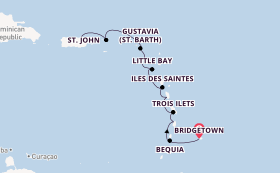 Southern Caribbean from Bridgetown, Barbados with the Silver Shadow