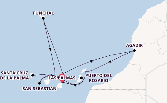 Kanarische Inseln ab Las Palmas, Gran Canaria auf der Mein Schiff 7